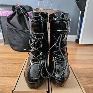 Black Patent Leather Women's Boots